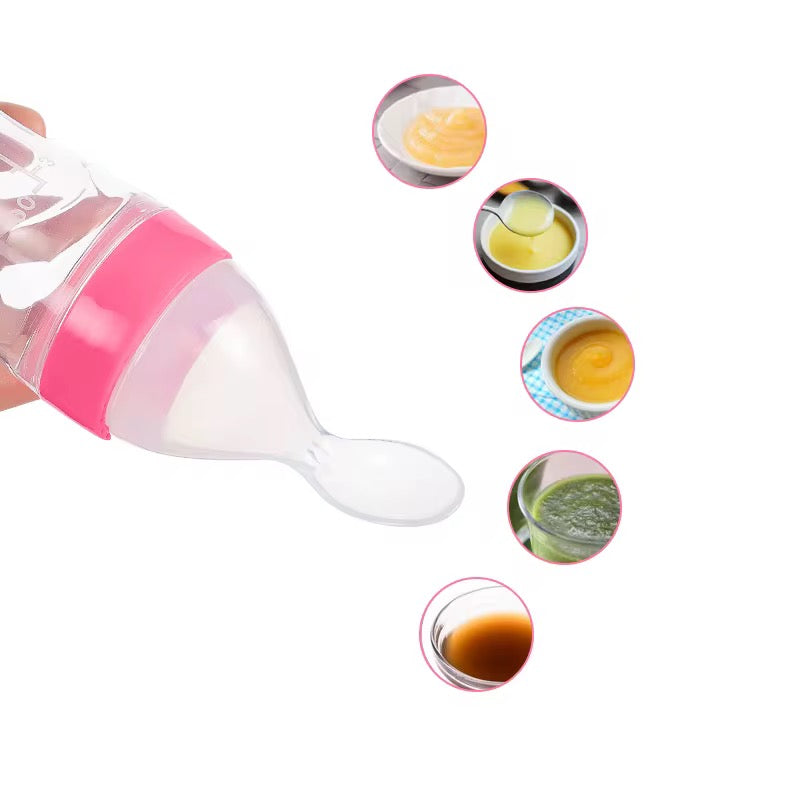 Linguriță cu rezervor din silicon pentru bebeluși – hrănire ușoară și fără murdărie - bebiti.ro