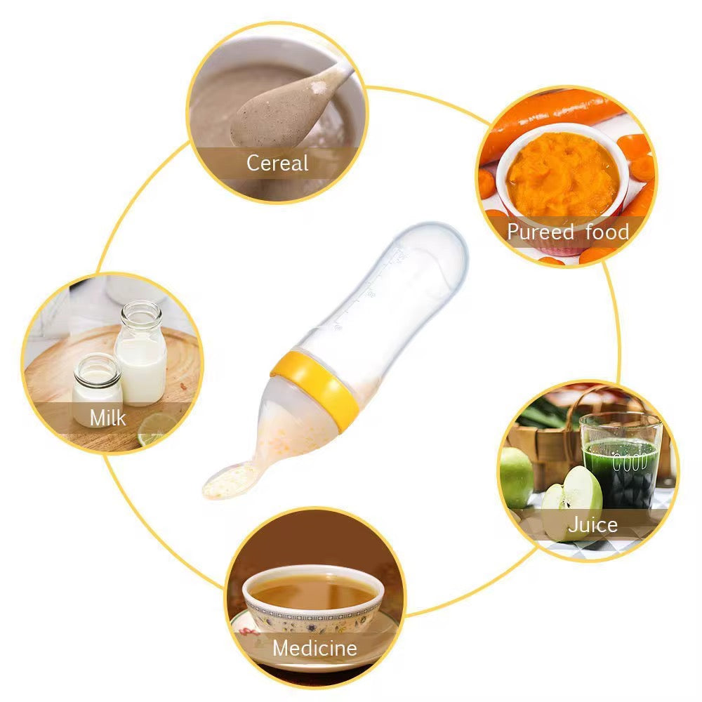 Linguriță cu rezervor din silicon pentru bebeluși – hrănire ușoară și fără murdărie - bebiti.ro