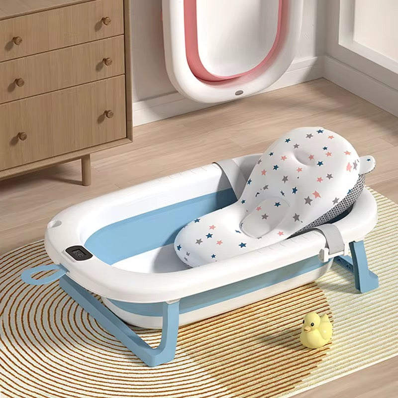 Cadă pliabilă pentru bebeluși cu suport ergonomic și perniță moale - bebiti.ro